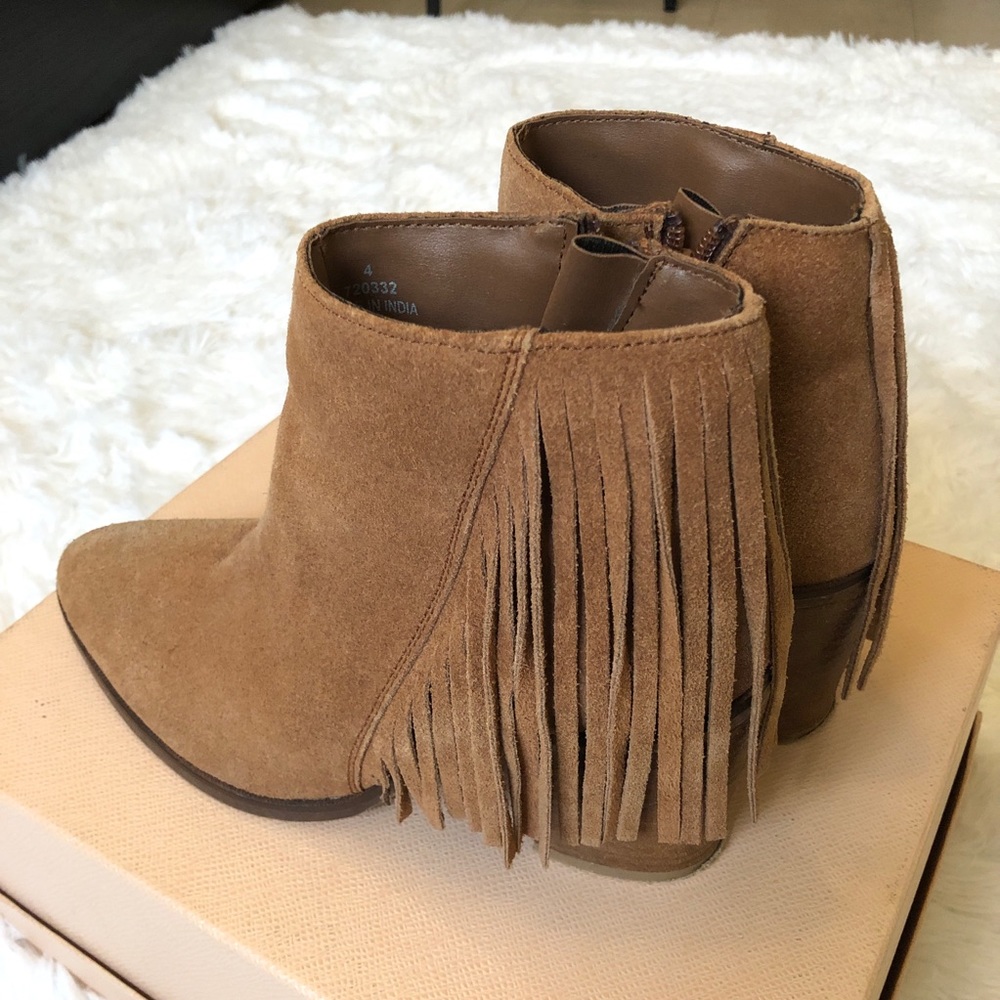 COPY - ASOS Riley Fringe Heeled Ankle Boots in Chestnut